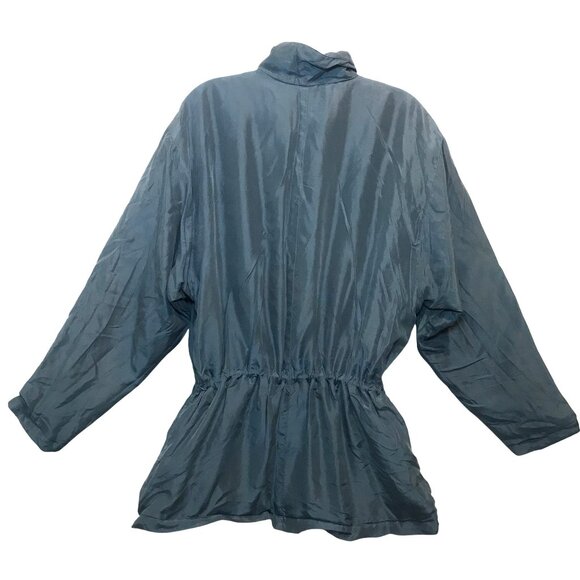 Points West Blue Silk Anorak Jacket Summer Weight Womens  L NWOT - Picture 2 of 8